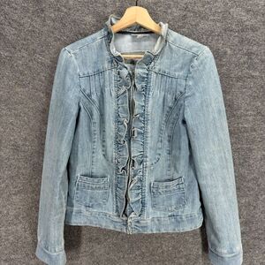 Dressbarn Jacket Women S Small Blue Denim Light Wash Full Zip Long Sleeve Casual